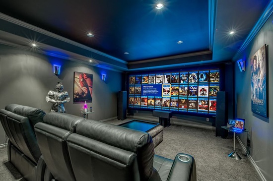 Home Theater with seats and screen