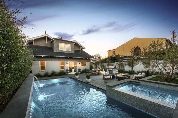 Exterior infrastructure for house with swimming pool